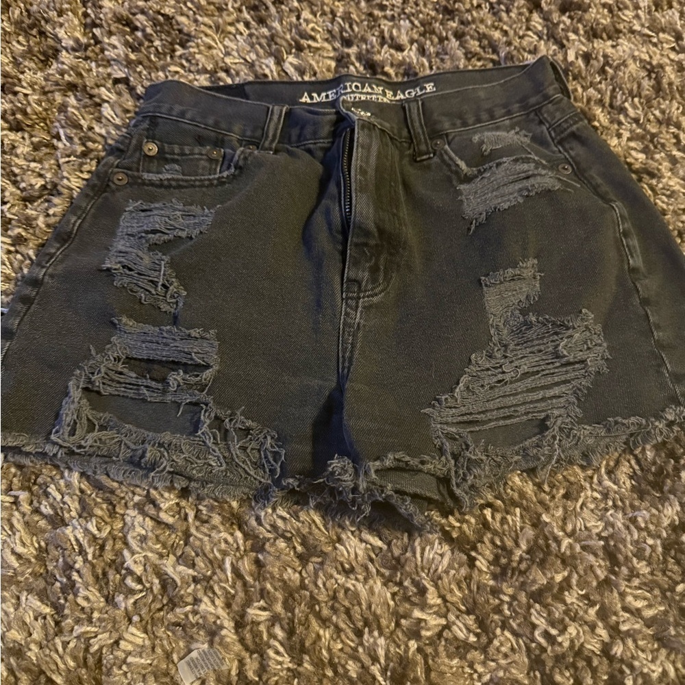 American Eagle Outfitters Women's Ripped Gray Jean Shorts